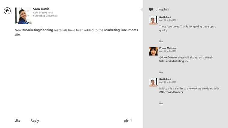 Conversation with threaded replies